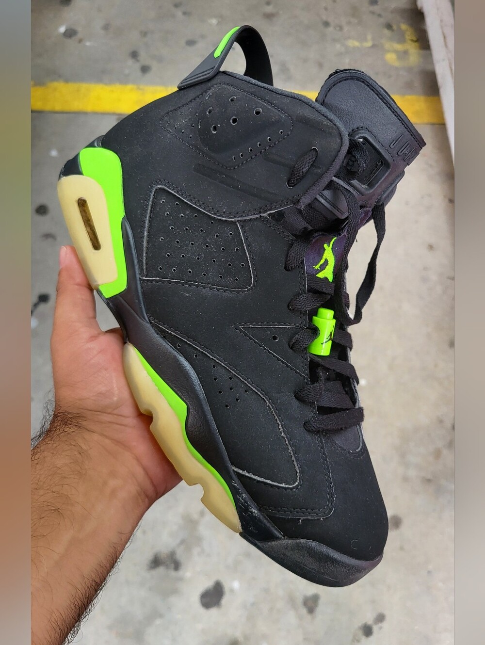 Jordan Men’s Black Sneakers with Neon Green Accents